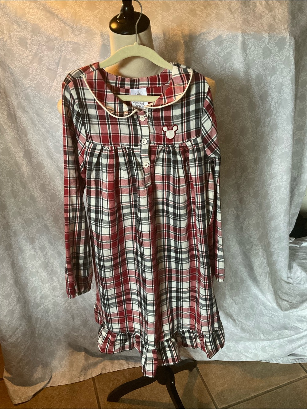 Disney Red, White and Black Plaid Long-Sleeve Nightgown